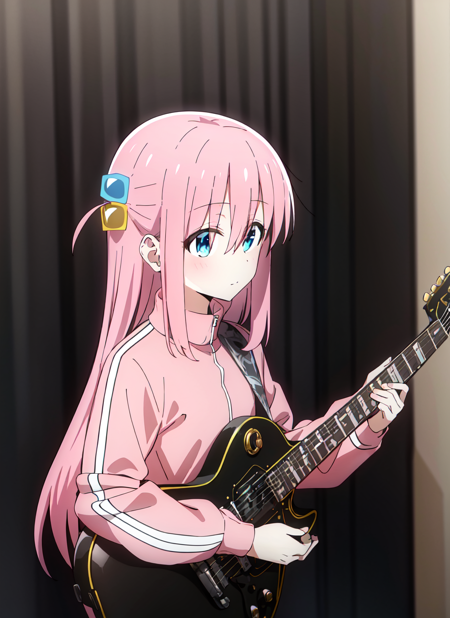 3978523013-1542915732-bocchi style, gotou hitori, 1girl, blue eyes, closed mouth, cube hair ornament, grey skirt, guitar, hair between eyes, hair orna.png